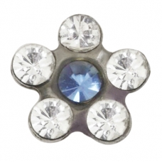 Stainless Steel Flower Crystal with Sapphire