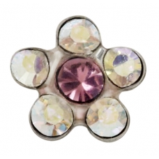 Stainless Steel Crystal w / Rose Flower