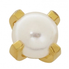 24K GP 4MM PRONG PEARL