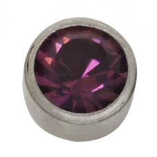 Stainless Steel 4mm Bezel Amethyst Crystal