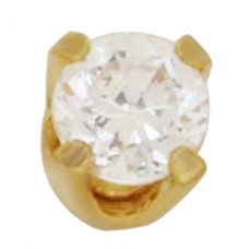 24KT Gold Plate 2mm 4-Prong CZ